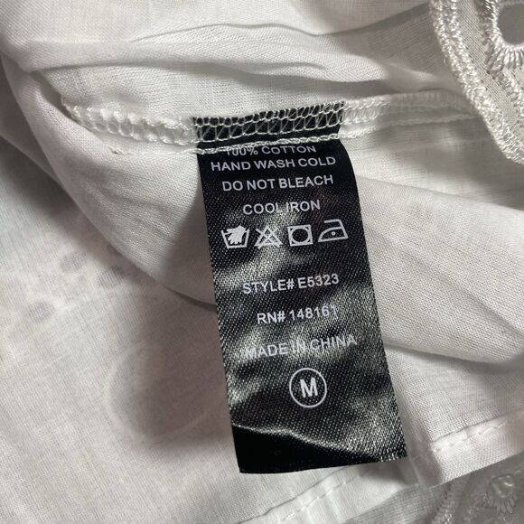 SMELL THE ROSES Blouse Cropped Embroidered Eyelet Off Shoulder Womens M White - Picture 5 of 9